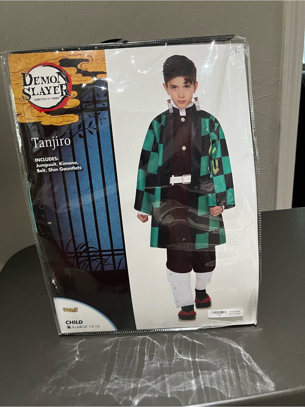 Tanjiro Demon Slayer Kids Costume - Green Checker Kimono
